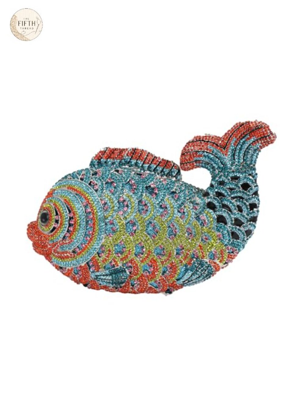 Rhinestone Fish Evening Clutch Magnet Closure Detachable Chain Handle Formal